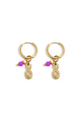 Elegant Rose Red & Gold Drop Earrings for Spring/Summer