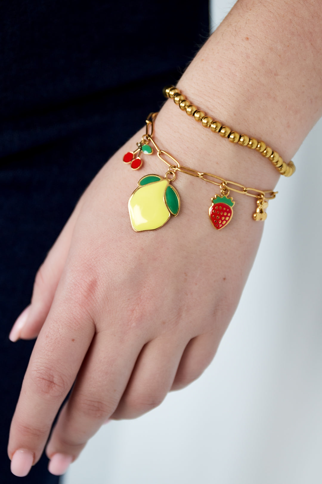 14K Gold Plated Fruit Charm Bracelet for Spring/Summer