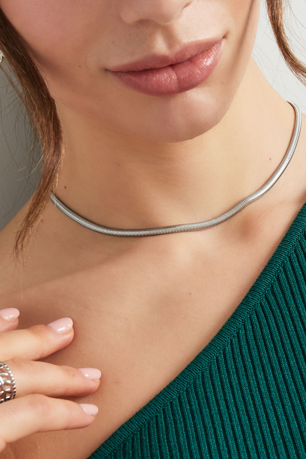 Collar plano con estampado - dorado-4.0MM