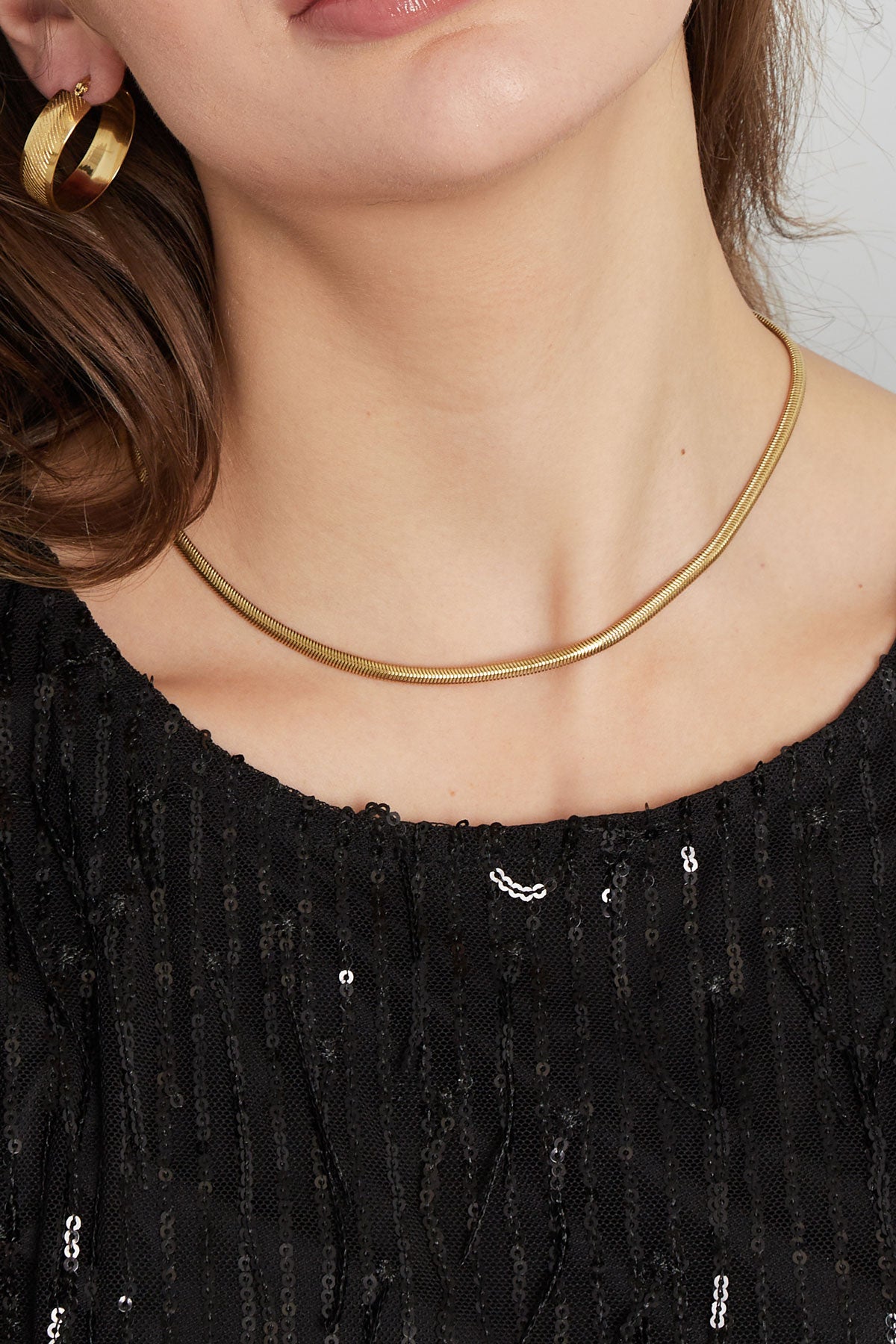 Collar plano con estampado - dorado-4.0MM