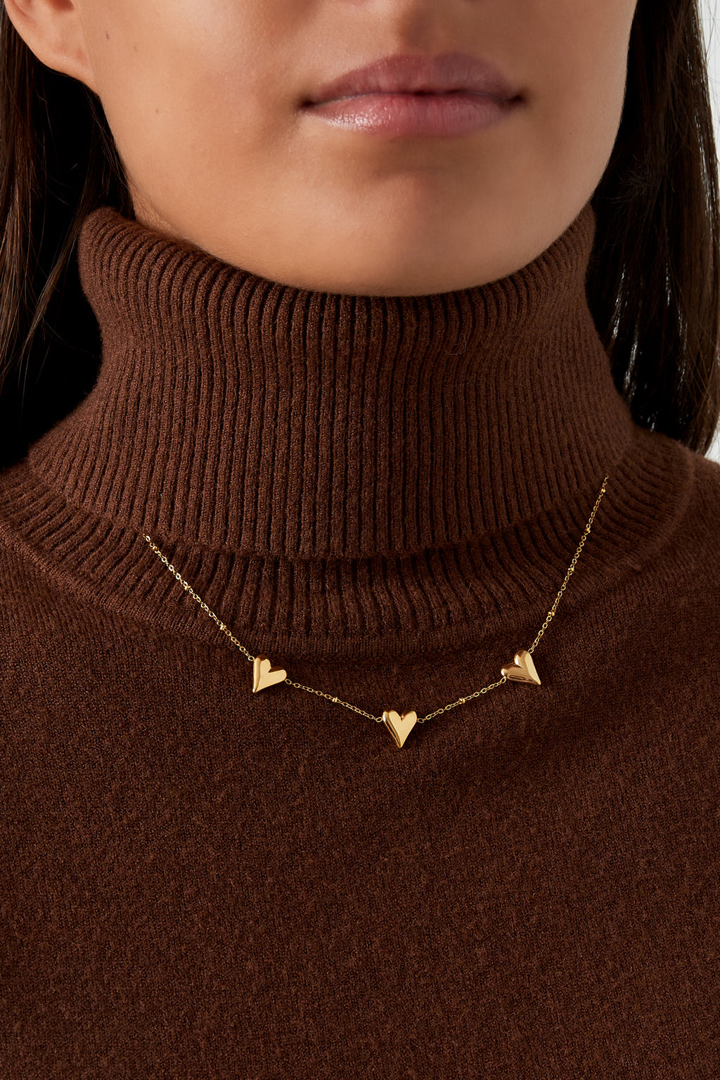 Elegant Stainless Steel Heart Necklace, Silver & Gold