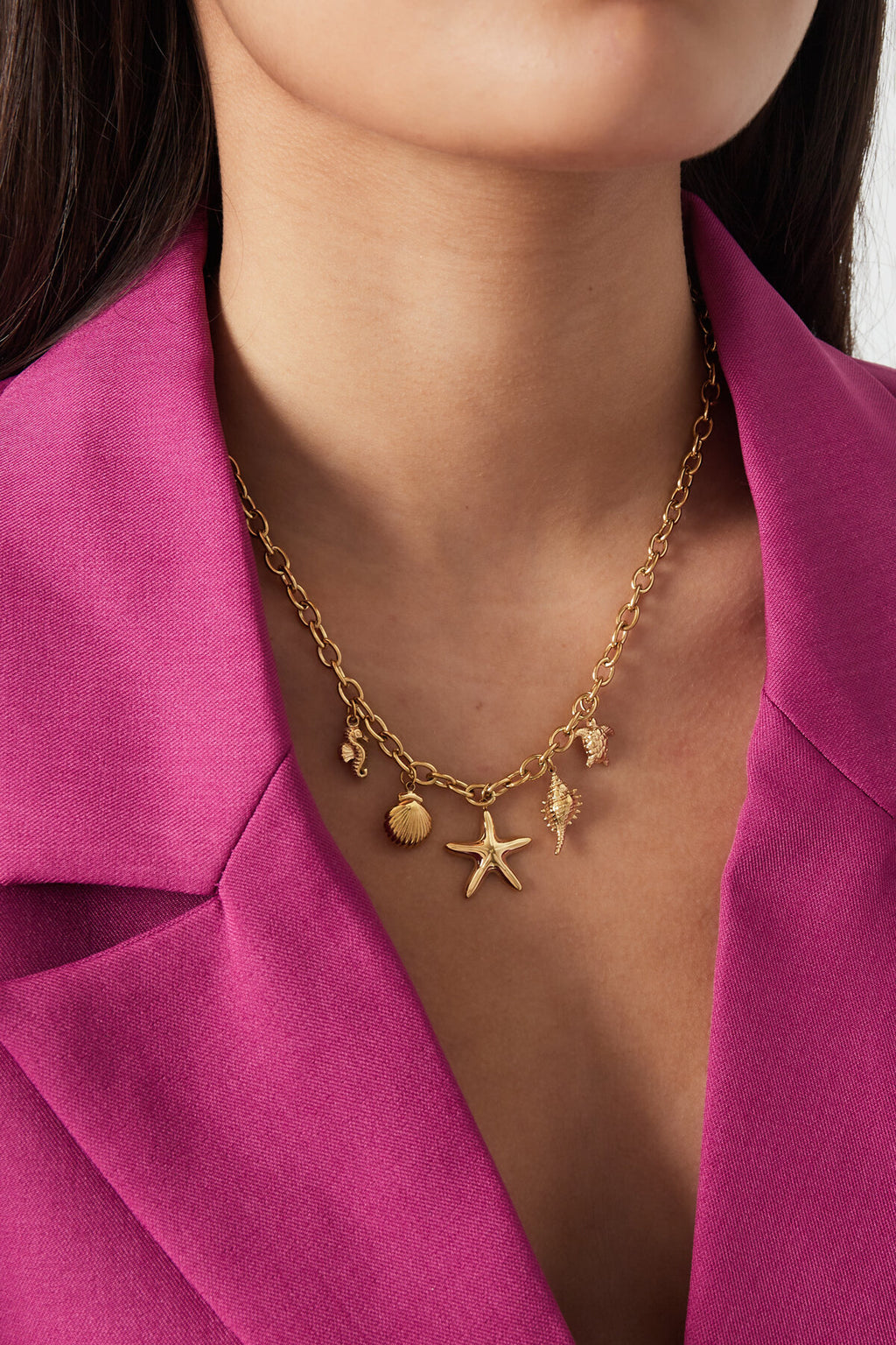 Elegant Gold Colored Stainless Steel Pendant Necklace