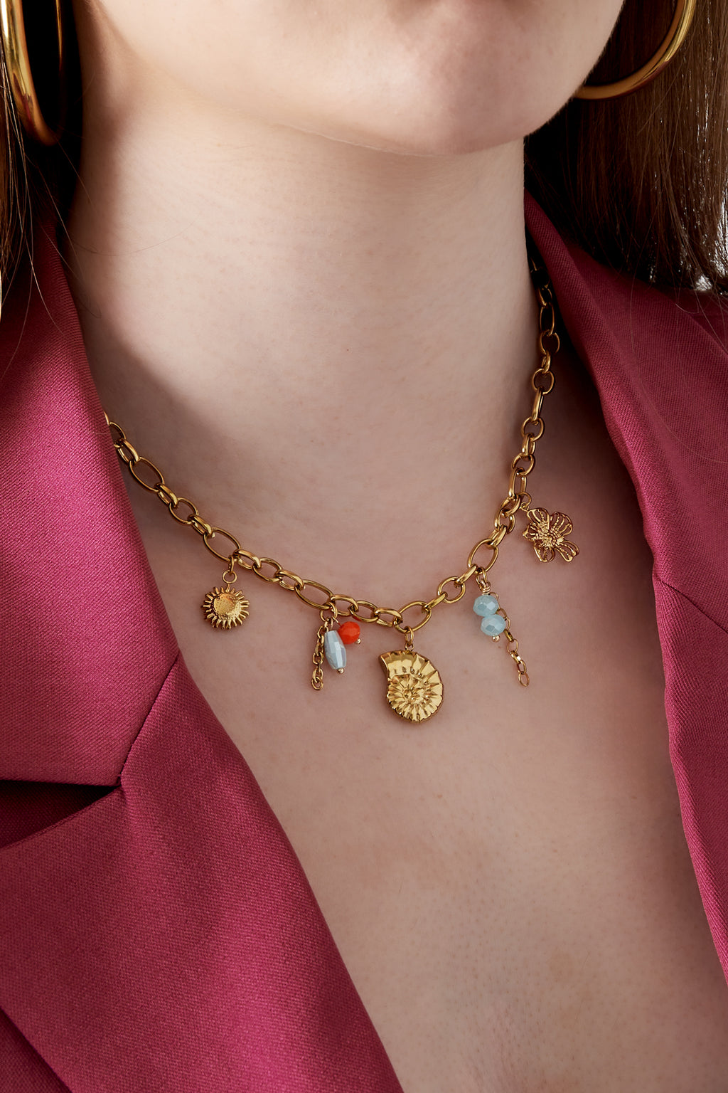 Elegant Gold Color Stainless Steel Oceanic Necklace
