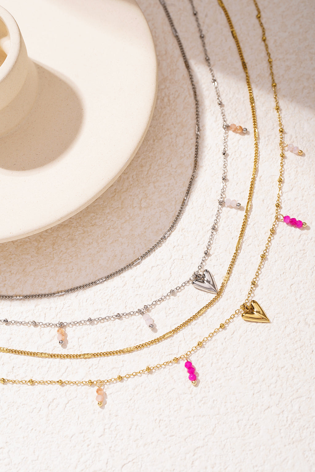 Elegant Multi-Layered Heart Necklace in Silver & Gold