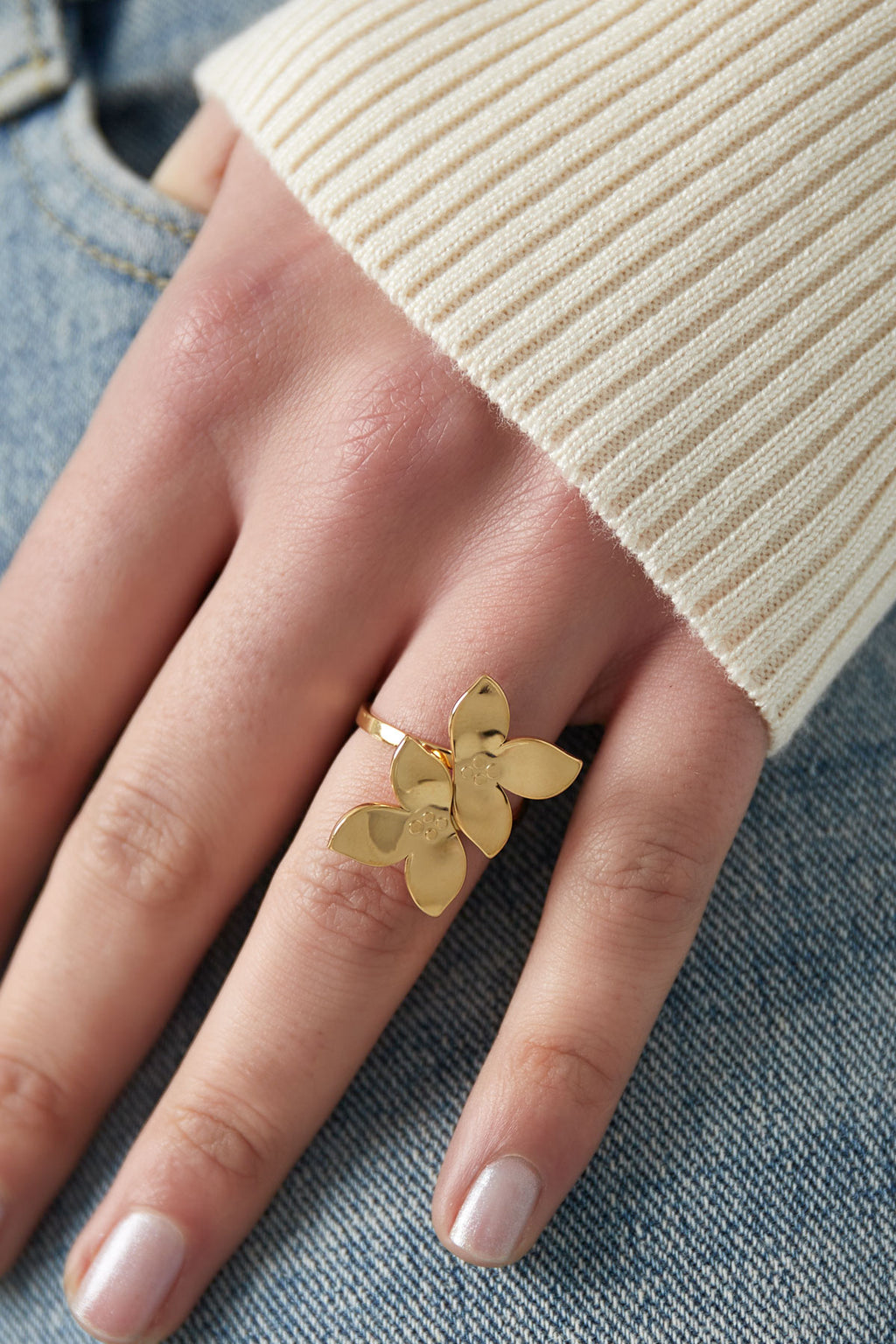 Anillo flor duo - Color oro