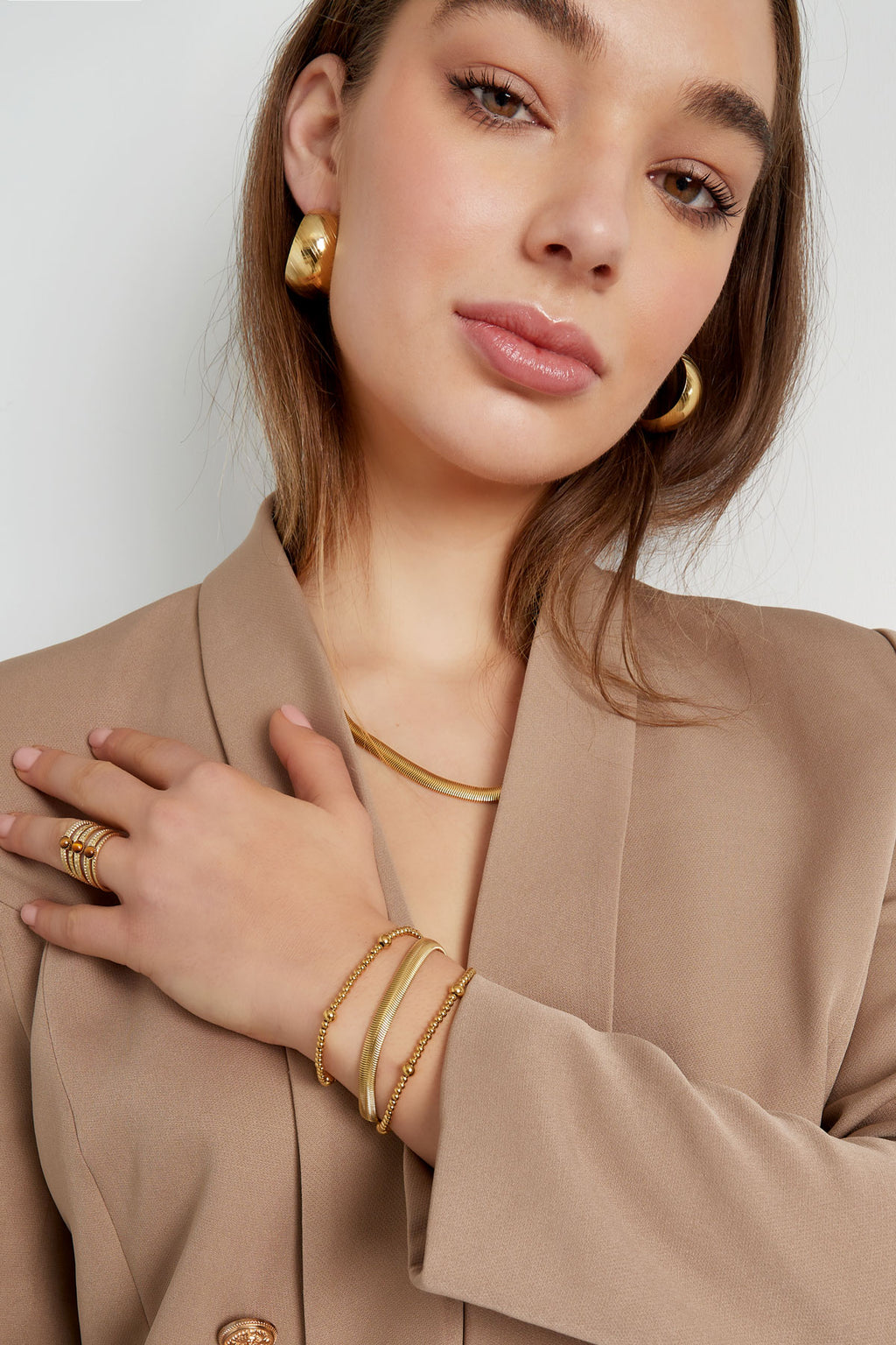 Pulsera Beady Color dorado Acero inoxidable
