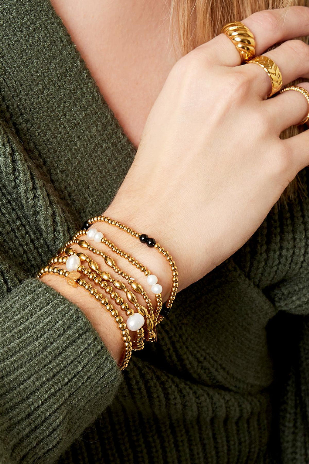Pulsera pearl mix Color dorado Acero inoxidable