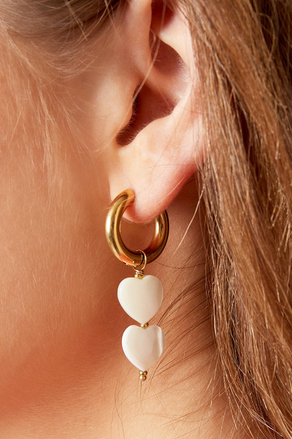 Elegant Silver & White Gold Shell Beads Earrings