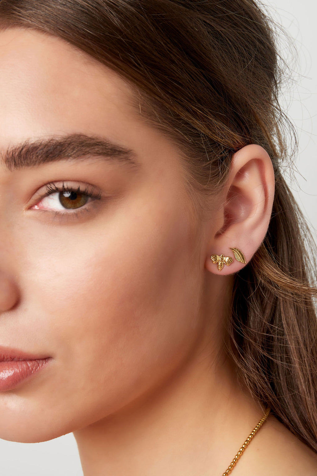 Elegant Mini Stainless Steel Stud Earrings - Silver & Gold
