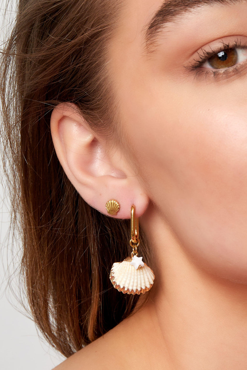 Stylish Stainless Steel Shell Stud Earrings for Women