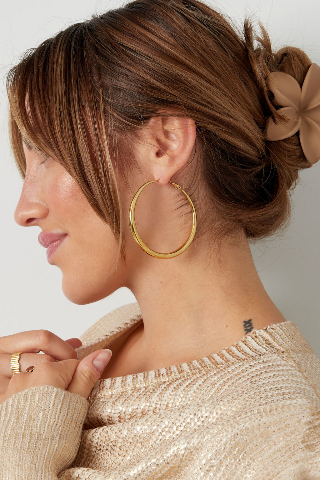 Elegant Stainless Steel Hoop Earrings - Silver & Gold