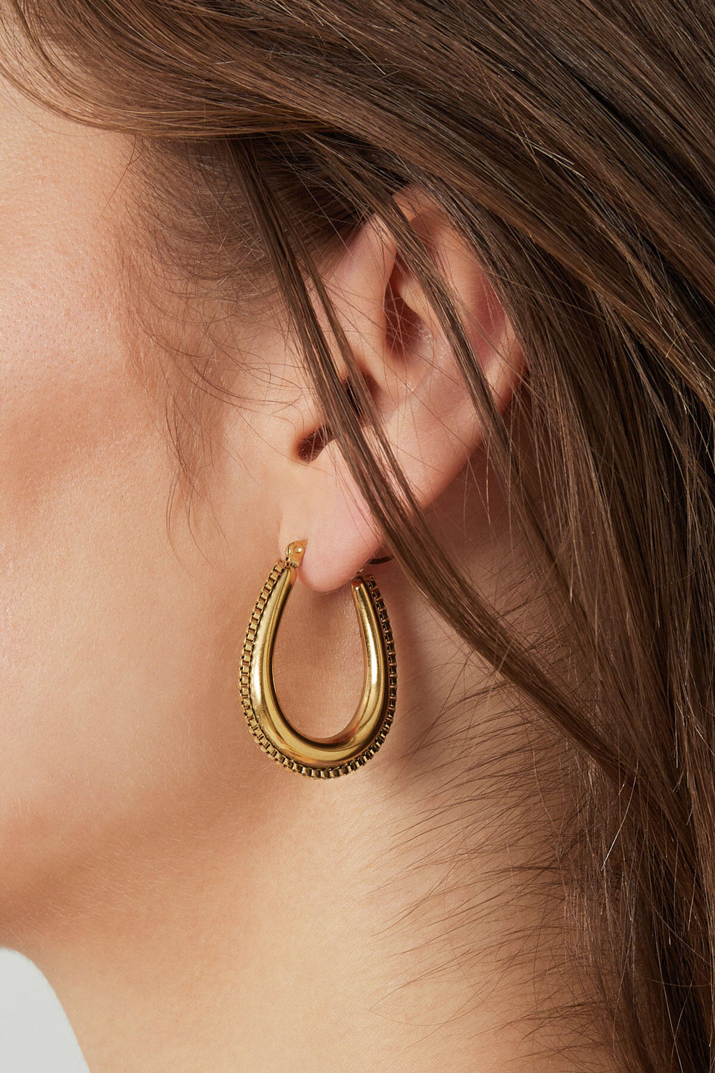 Stylish Stainless Steel Hoop Earrings - Silver & Gold