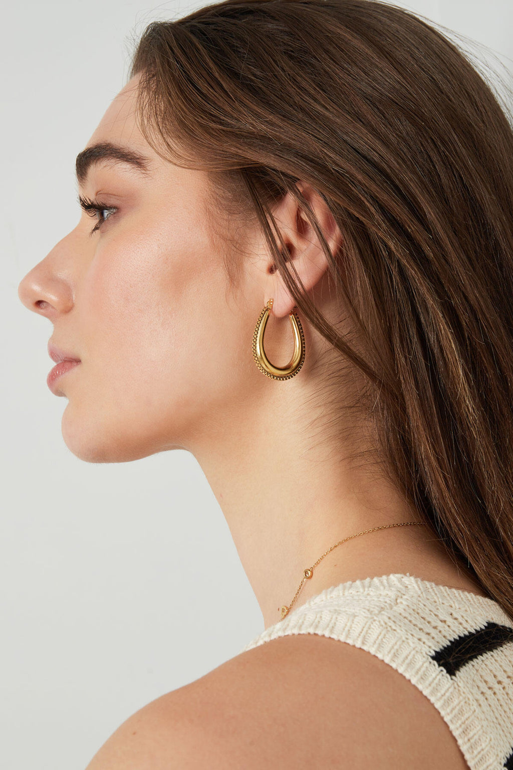 Stylish Stainless Steel Hoop Earrings - Silver & Gold