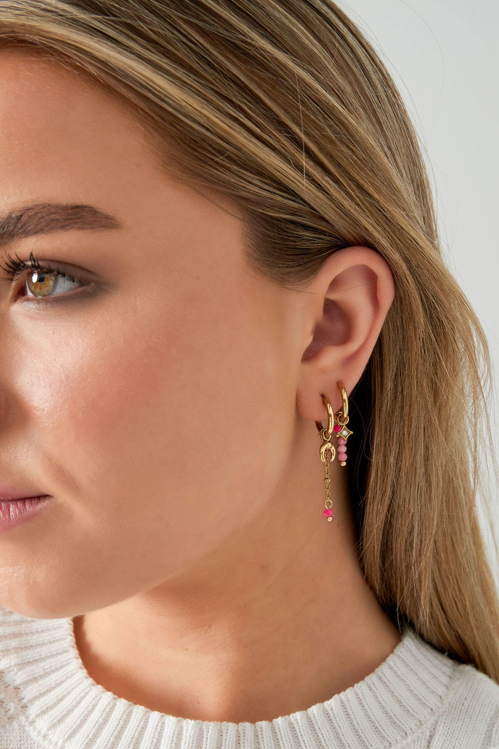 Stylish Pink & Green Bead Earrings for Summer