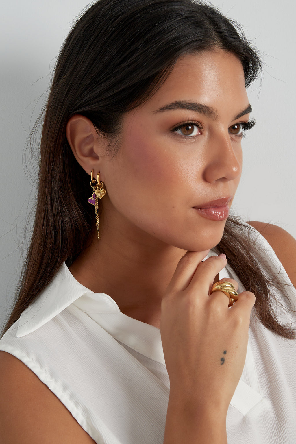 Stylish Drop Earrings in Silver & Gold