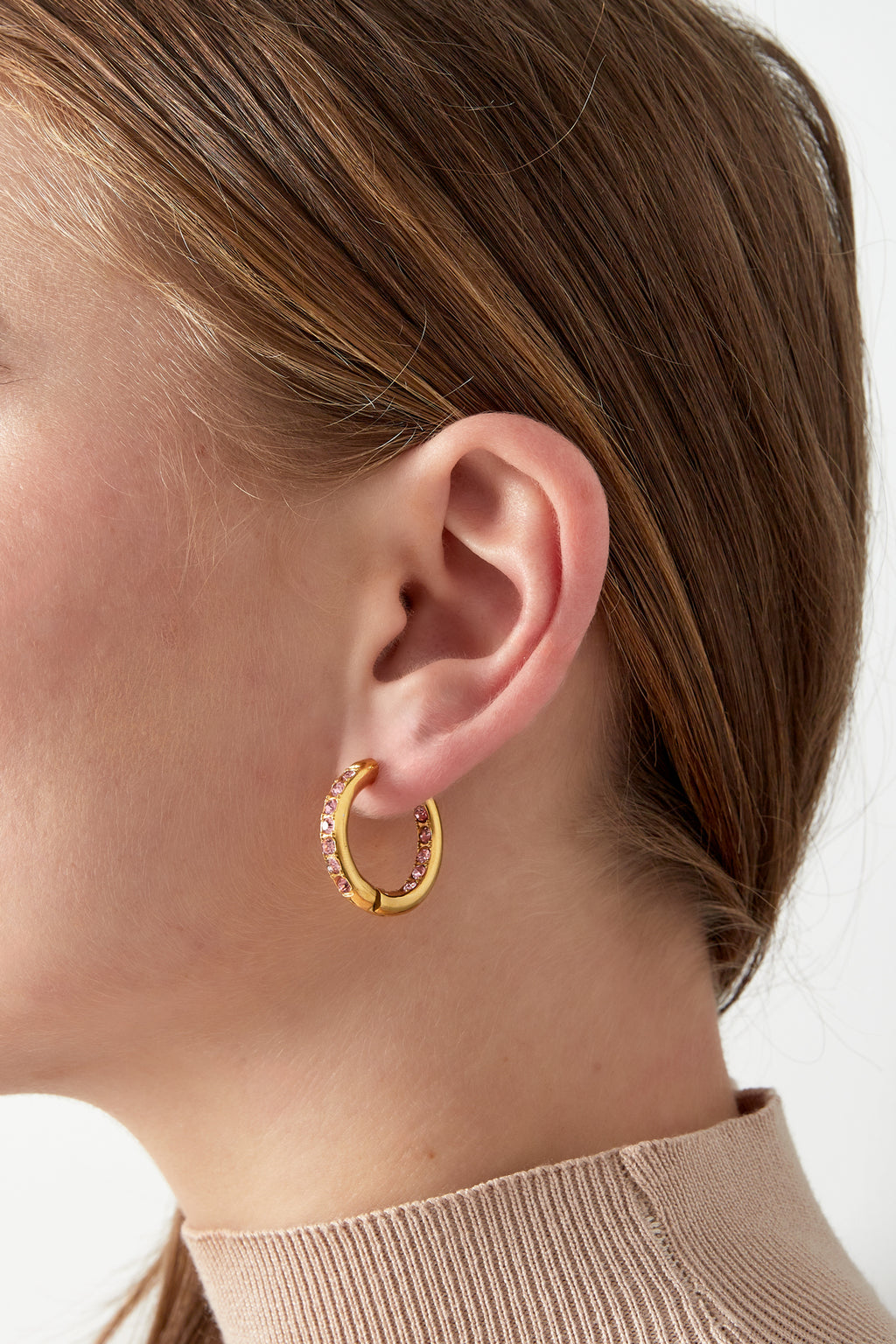 Stylish Pink, Green, Gold Hoop Earrings for Trendsetters