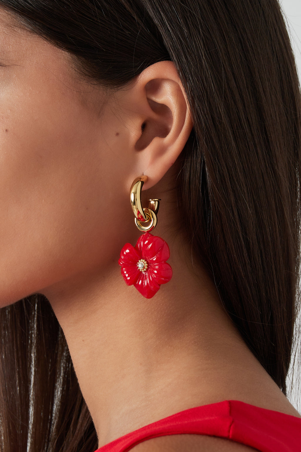 Elegant Red and Black Statement Drop Earrings