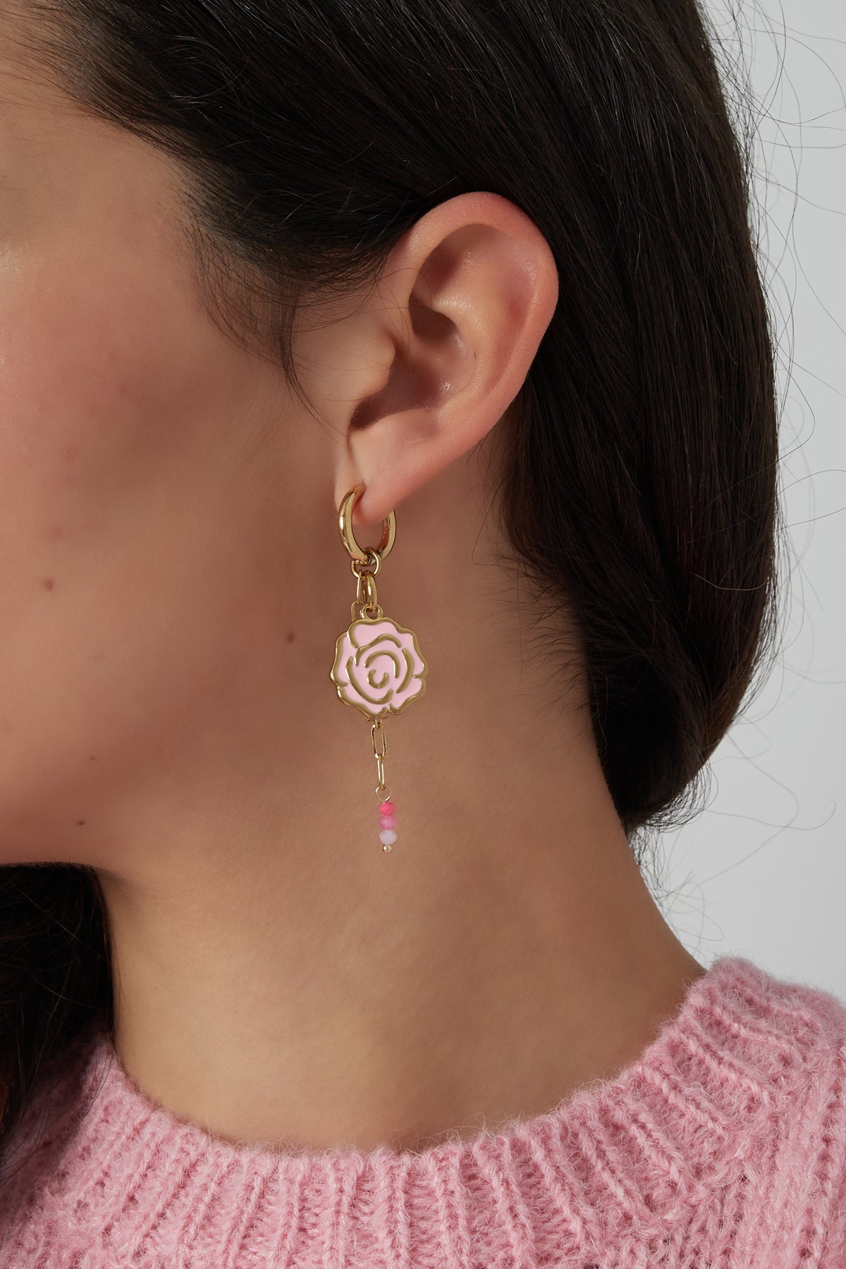 Pendientes corazón rosa