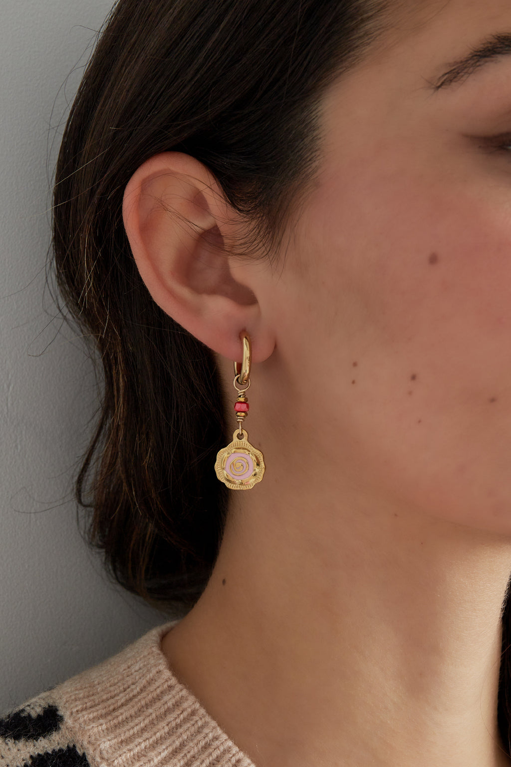 Pendientes con brillo rosa - Color Color dorado rosa