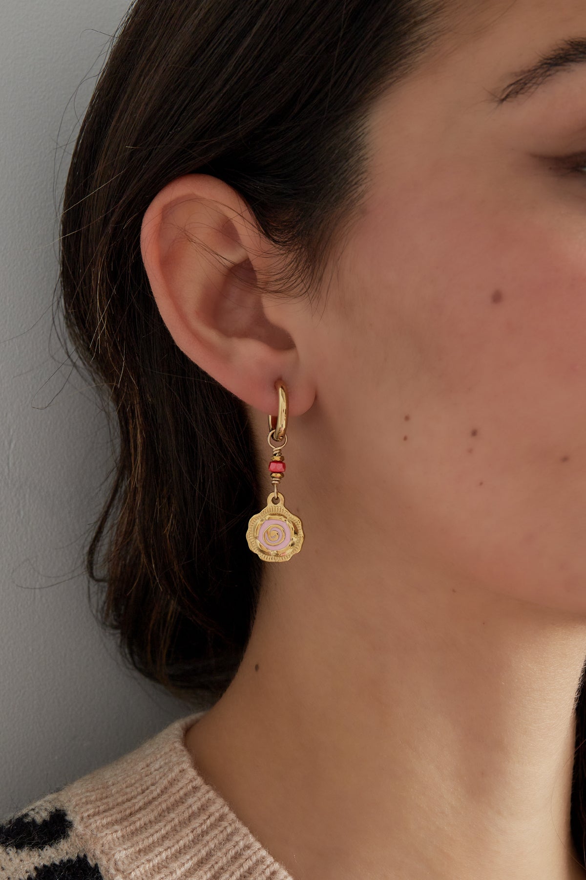Pendientes con brillo rosa - Color Color dorado rosa