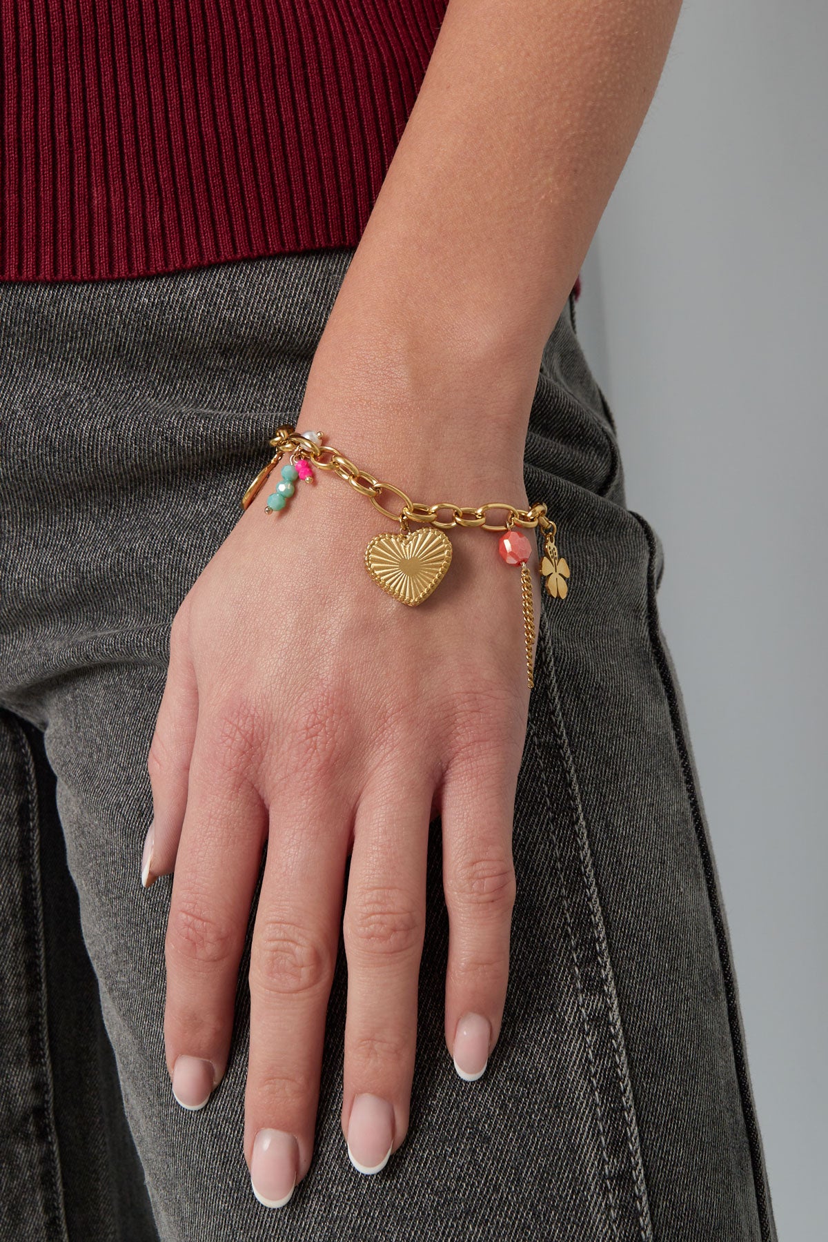 Elegant Statement Charm Bracelet in Silver & Gold