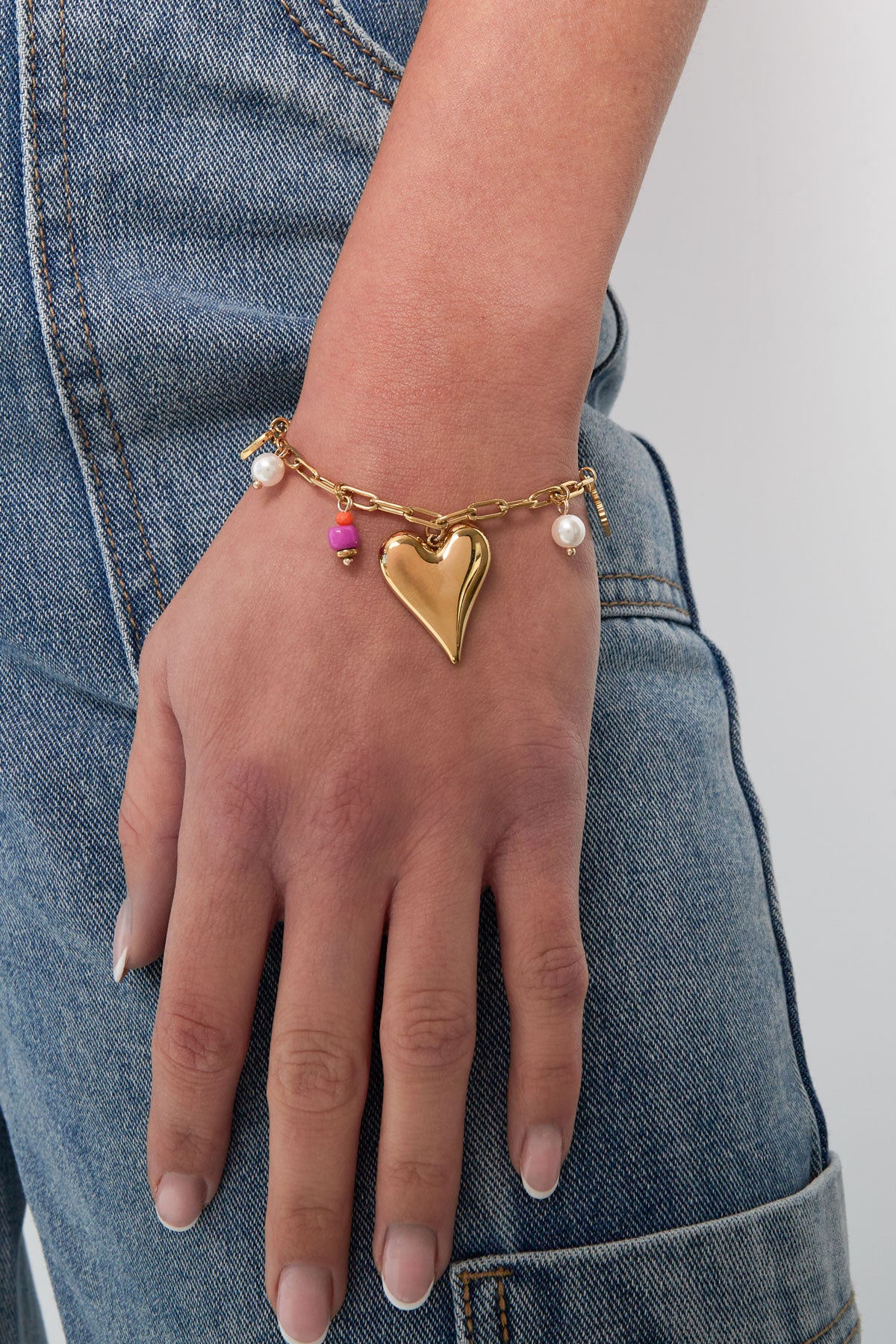Elegant 304S Steel Charm Bracelet in Silver & Gold