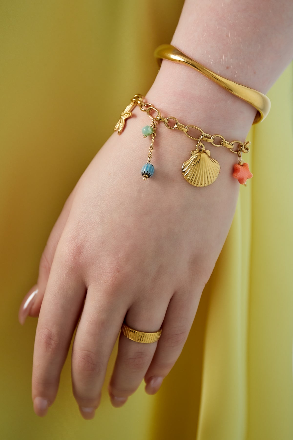 Elegant Gold Statement Charm Bracelet