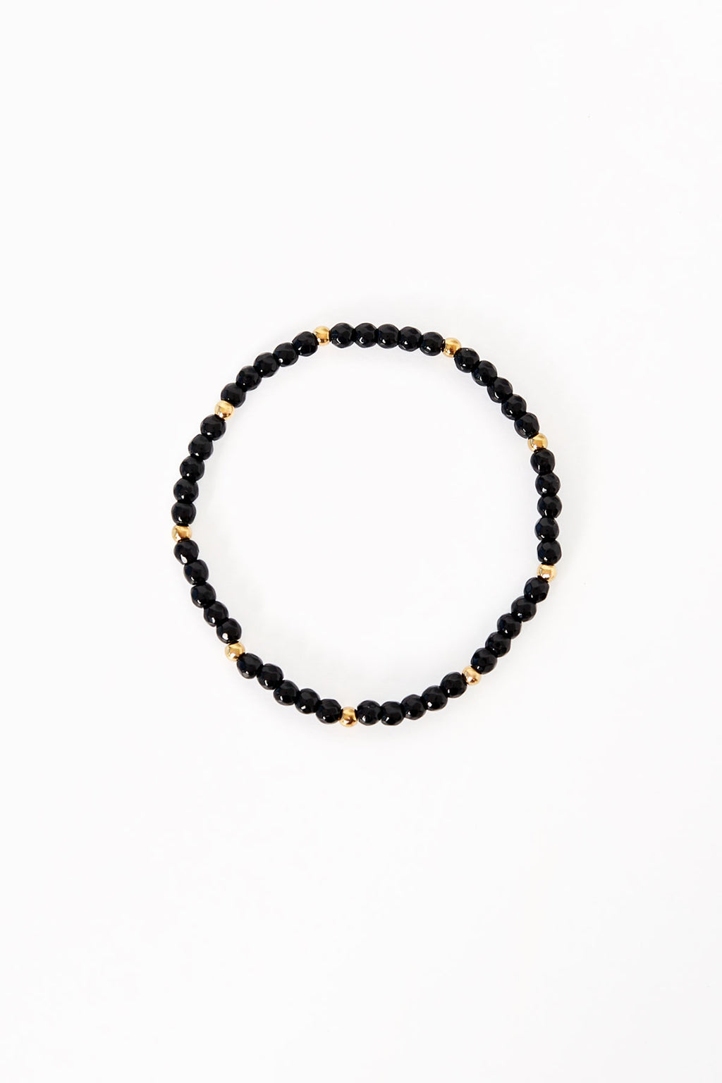 Elegant Black Beaded Bracelet - Stainless Steel Statement