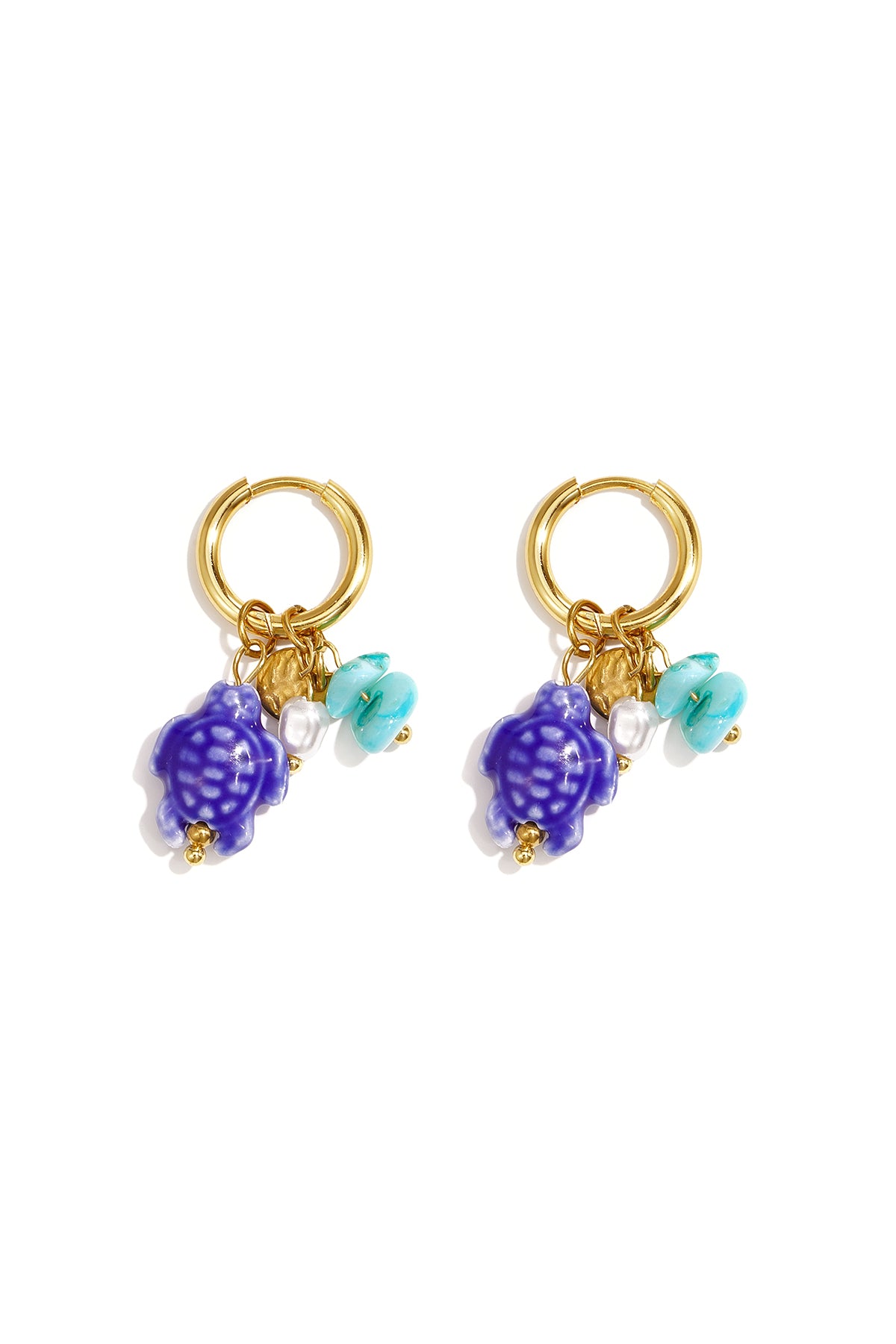 Pendientes de acero inoxidable chapados en oro de 14 quilates con cuentas, diseño de animales, ideales para vacaciones, reuniones o fiestas. Serie romántica para mujer.