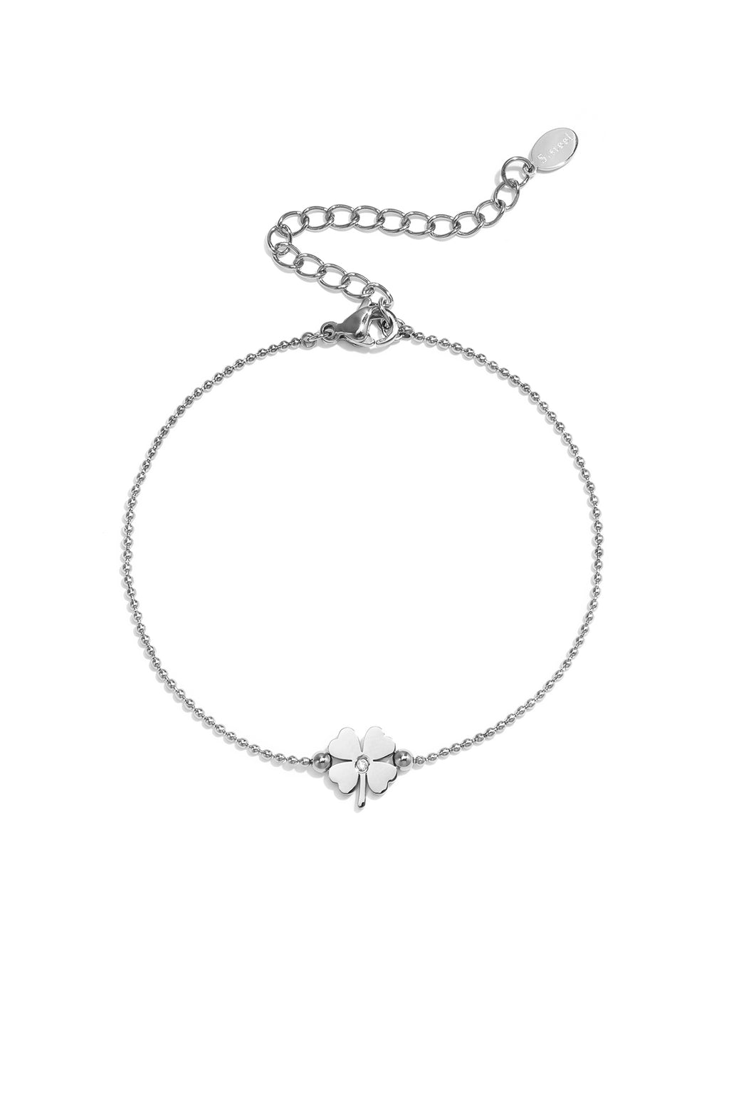 Pulseras con dijes de acero inoxidable chapadas en oro de 14 quilates, serie Clover Simple Daily Simple, joyería para mujer