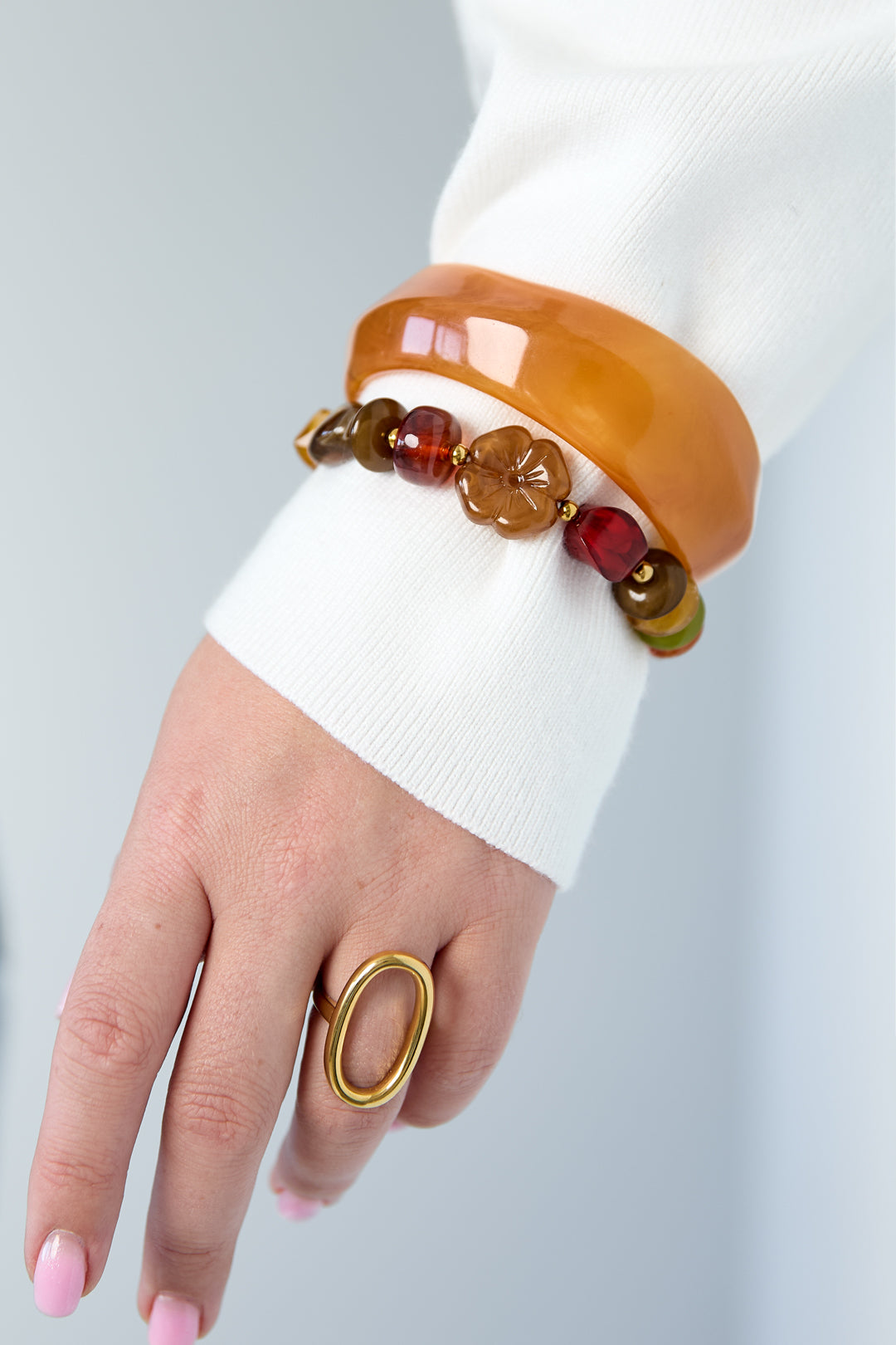 Pulseras de cuentas acrílicas, estilo casual y sencillo para uso diario, joyería para mujer.