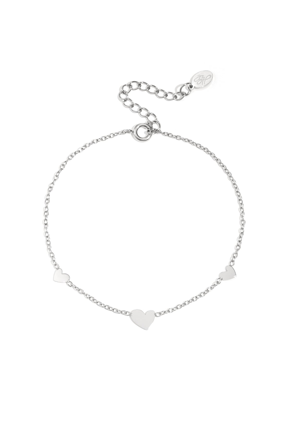 Pulsera clásica con corazones - acero inoxidable