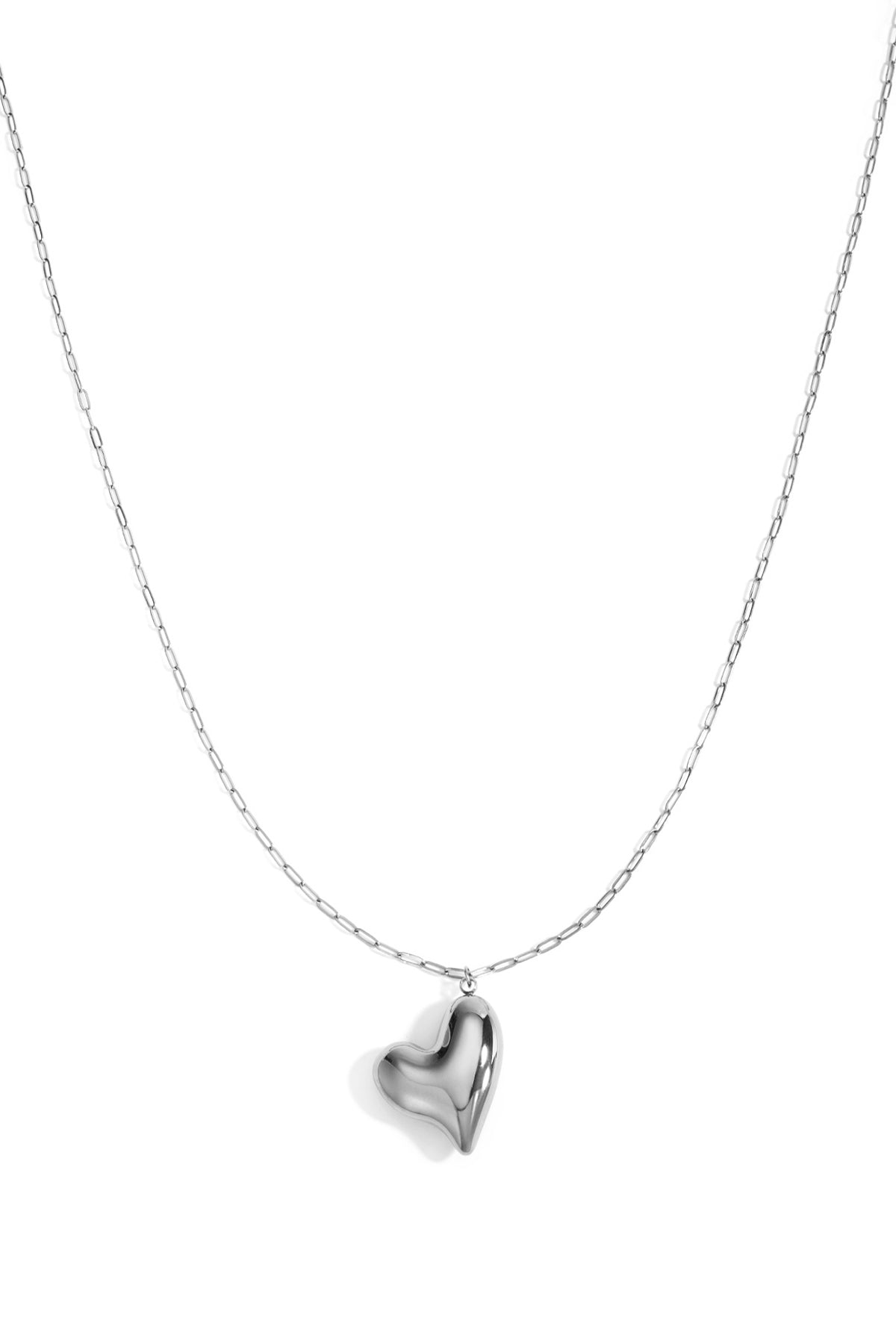 Collares largos de acero inoxidable con forma de corazón, estilo casual, diario, serie sencilla, joyería para mujer.