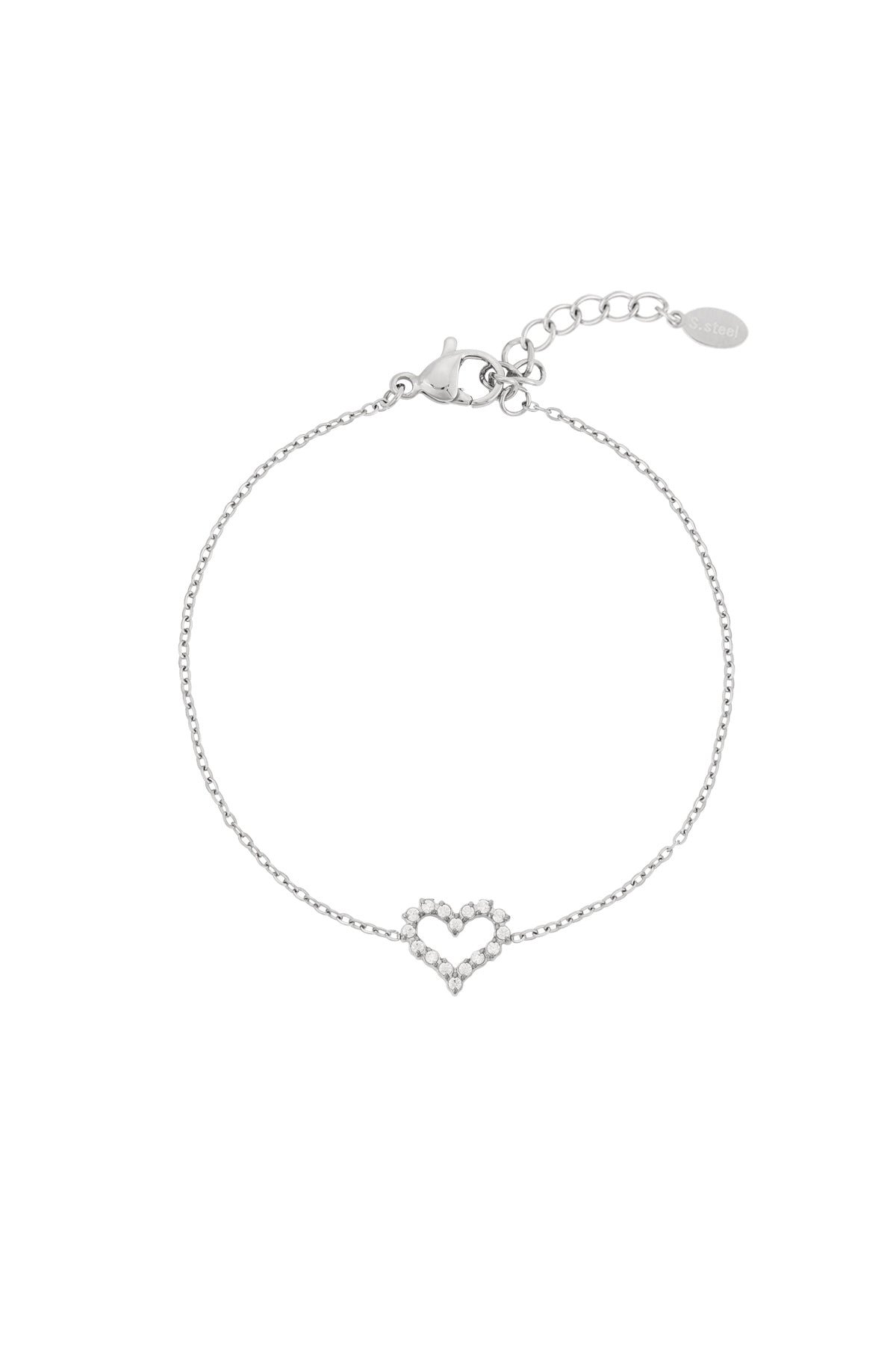 Elegant Heart Charm Bracelet in Silver & Gold