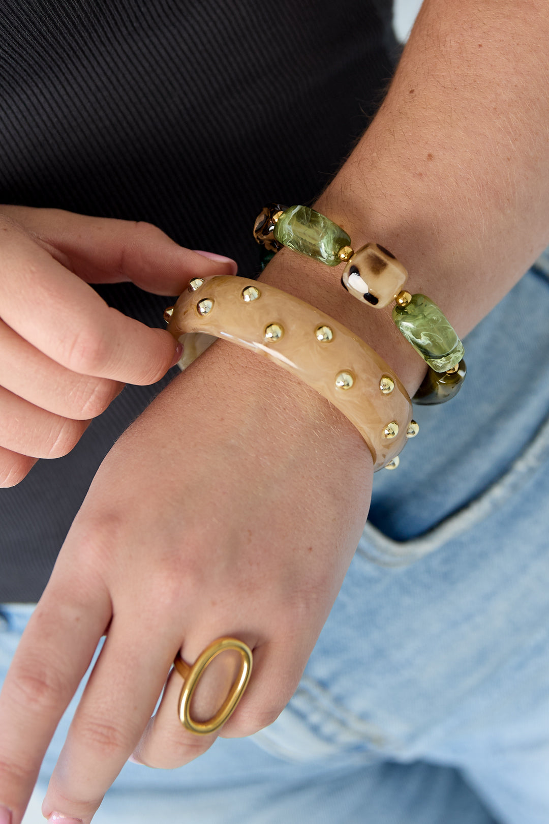 Pulseras de cuentas acrílicas de forma irregular, sencillas, de la serie Simple Daily, joyería para mujer