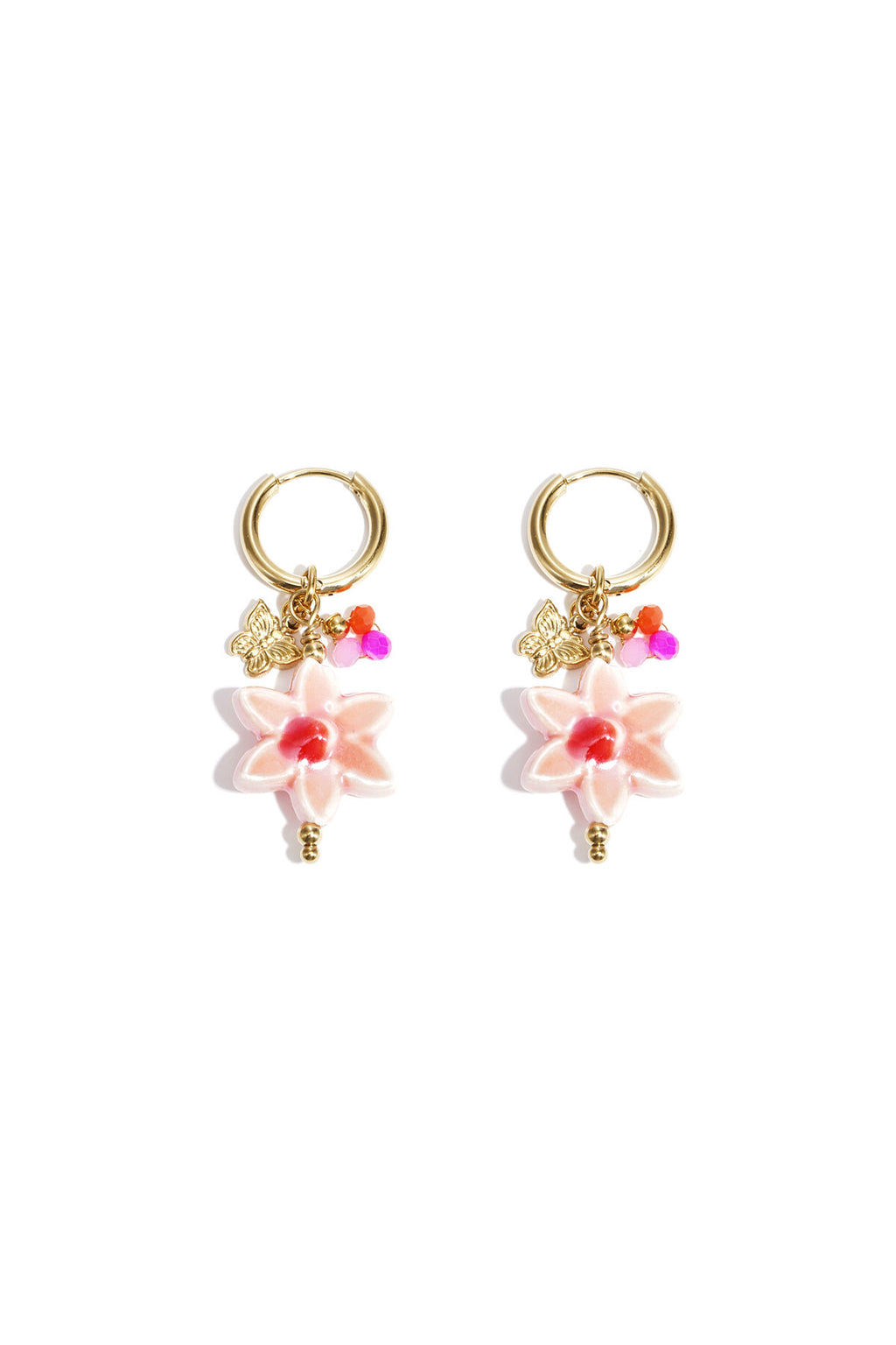 Elegant Pink 14K Gold Plated Drop Earrings