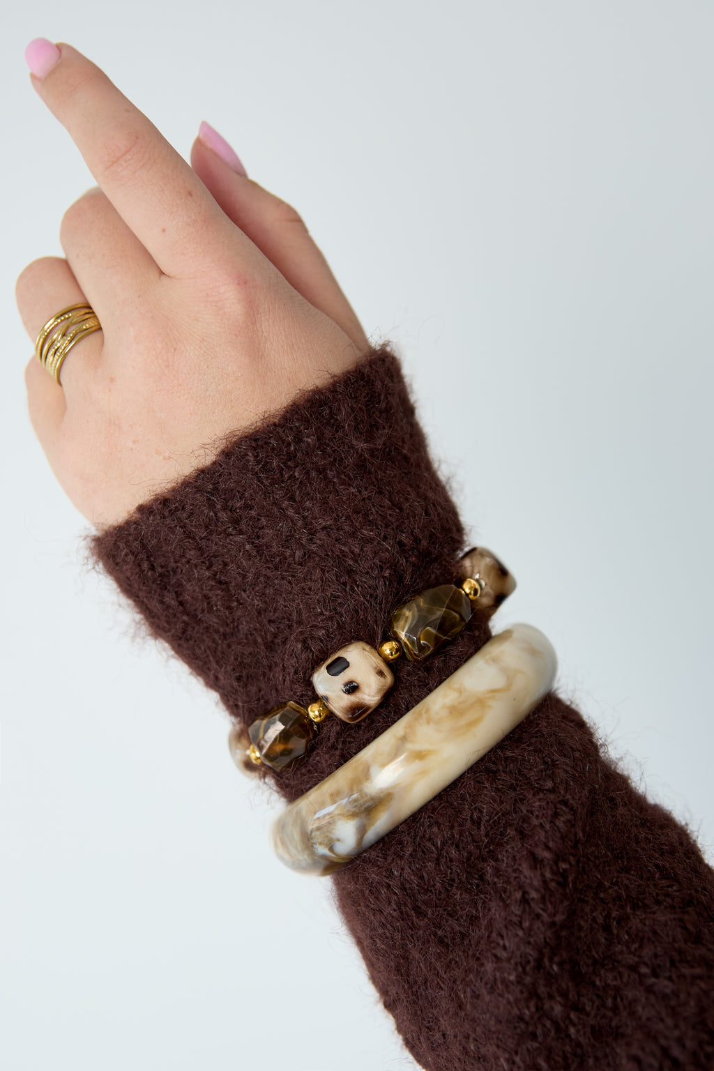 Pulseras de cuentas acrílicas de forma irregular, sencillas, de la serie Simple Daily, joyería para mujer