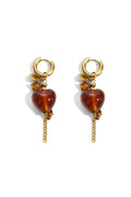 Elegant Coffee Brown Heart Drop Earrings