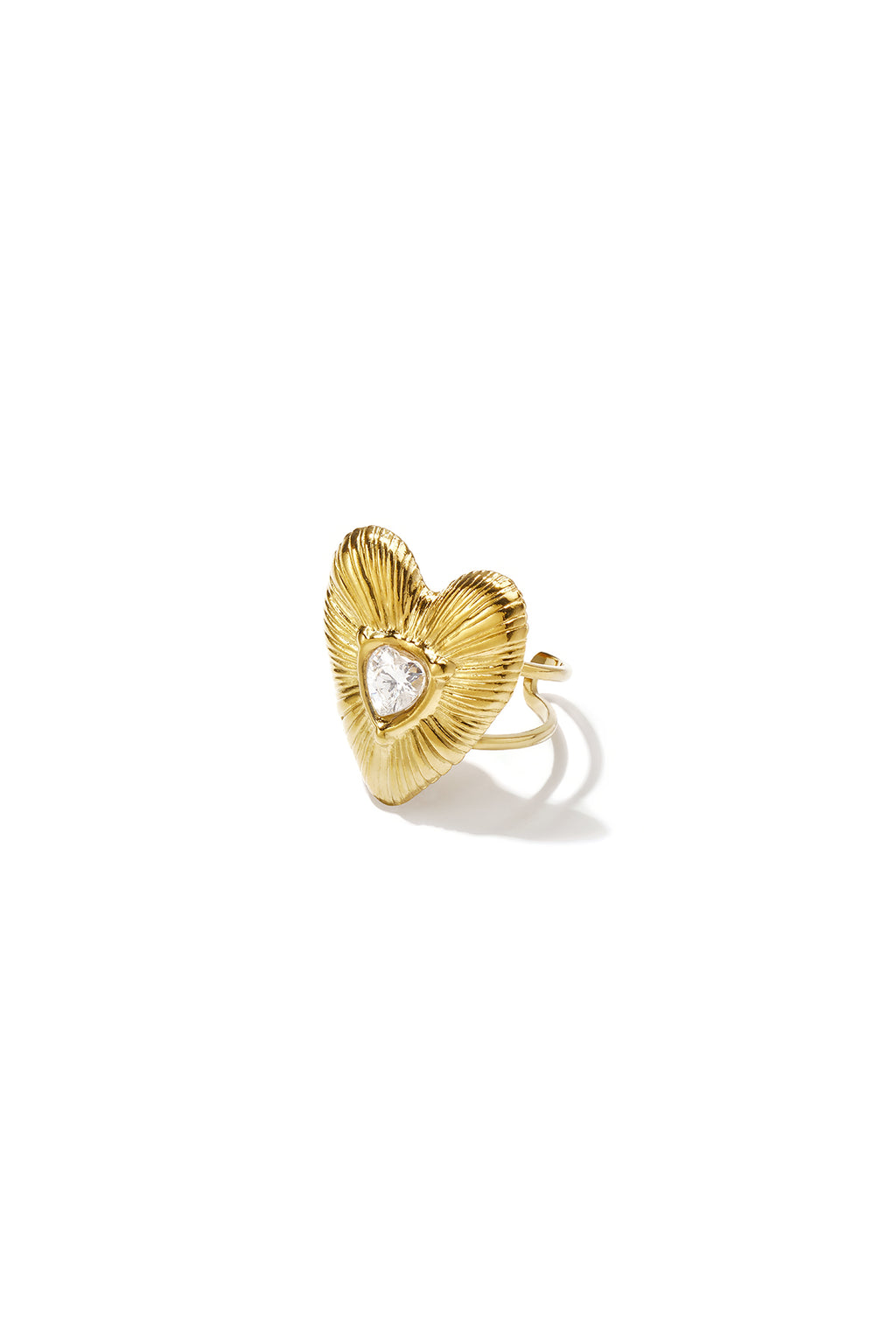 Anillos llamativos de acero inoxidable chapados en oro de 14 quilates con forma de corazón, de la serie Simple Daily Simple para mujer.