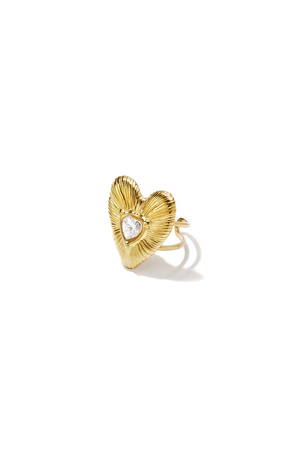 Anillos llamativos de acero inoxidable chapados en oro de 14 quilates con forma de corazón, de la serie Simple Daily Simple para mujer.