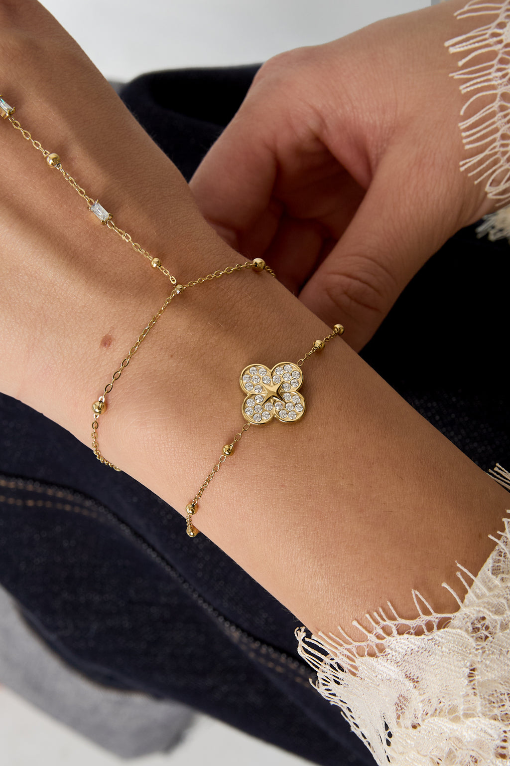 Pulseras de acero inoxidable con dijes Clover Simple Daily Simple Series Joyería para mujer