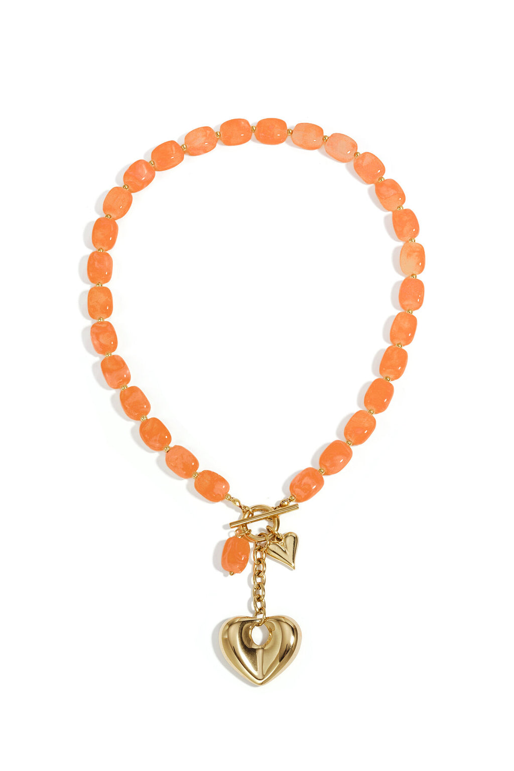 Chic Acrylic Beaded Necklace for Women - Heart Design