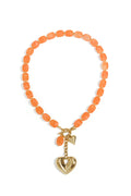 Chic Acrylic Beaded Necklace for Women - Heart Design