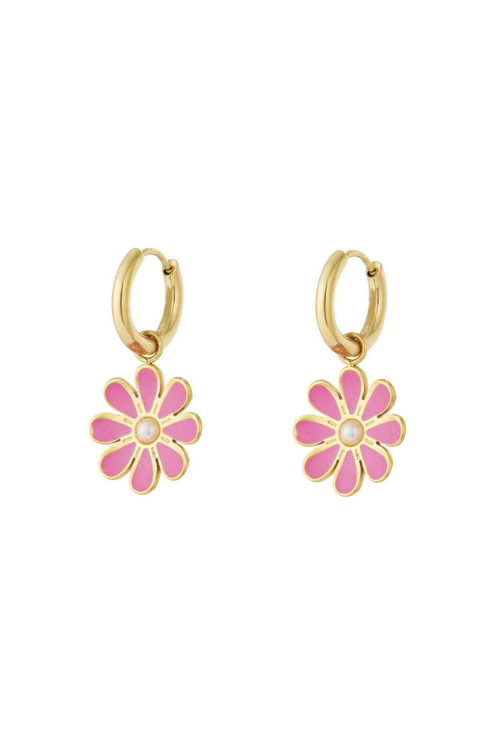 Pendientes colgantes de acero inoxidable con diseño de flores para uso diario.