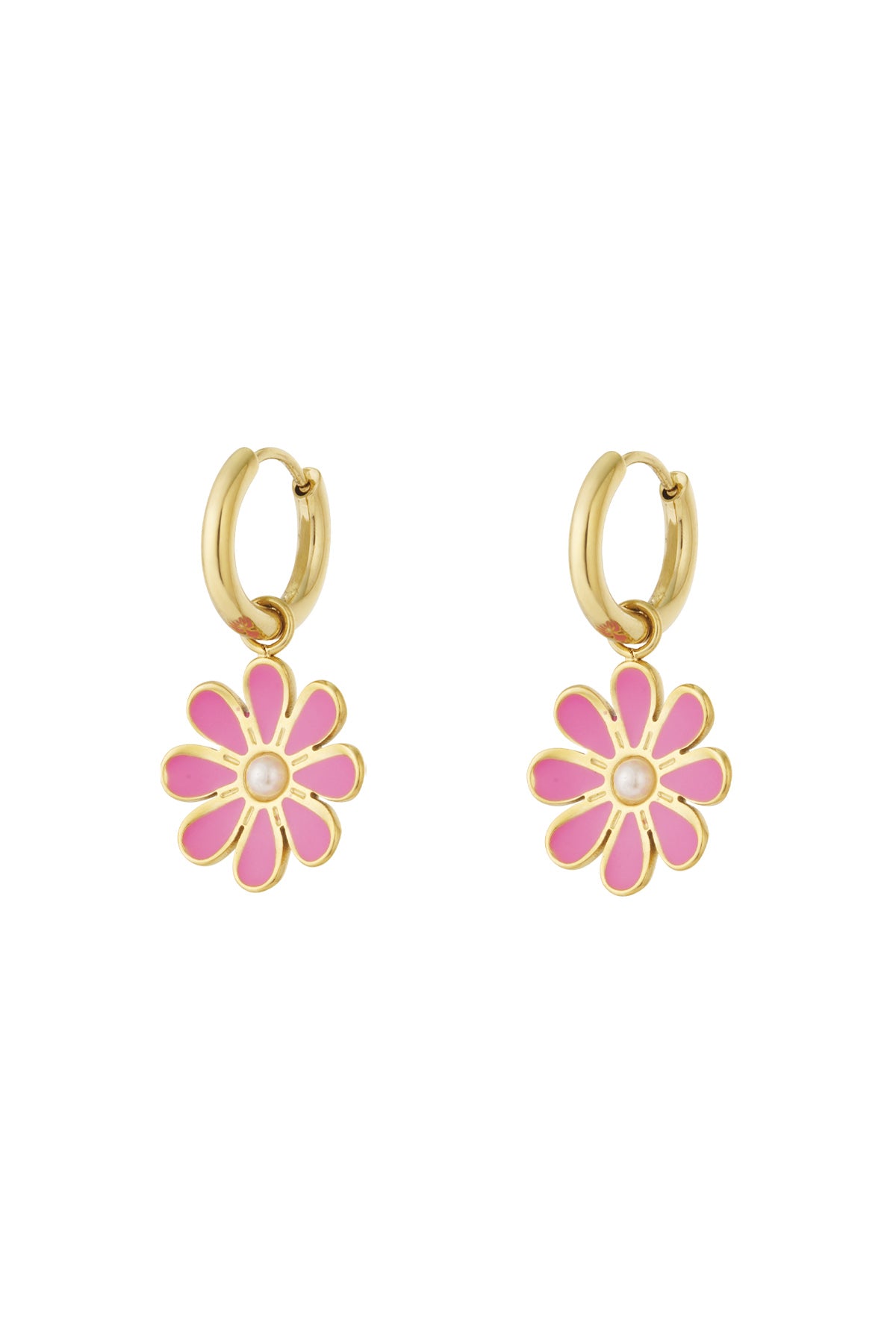 Pendientes colgantes de acero inoxidable con diseño de flores para uso diario.