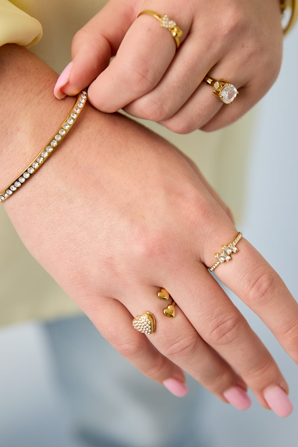 Anillos llamativos de acero inoxidable con forma de corazón, de la serie Daily Simple para mujer.