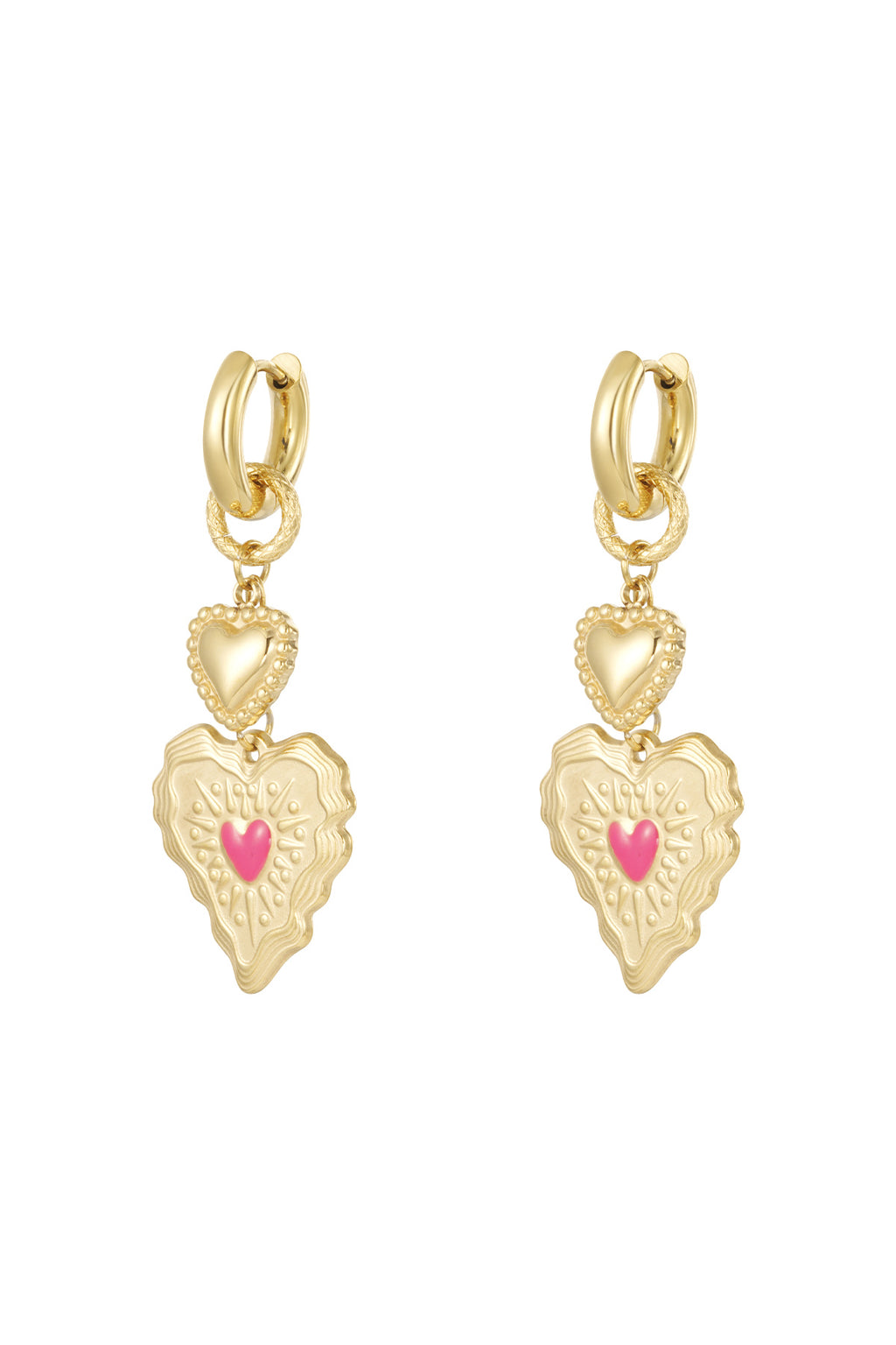 Elegant Gold Heart Drop Earrings for Women