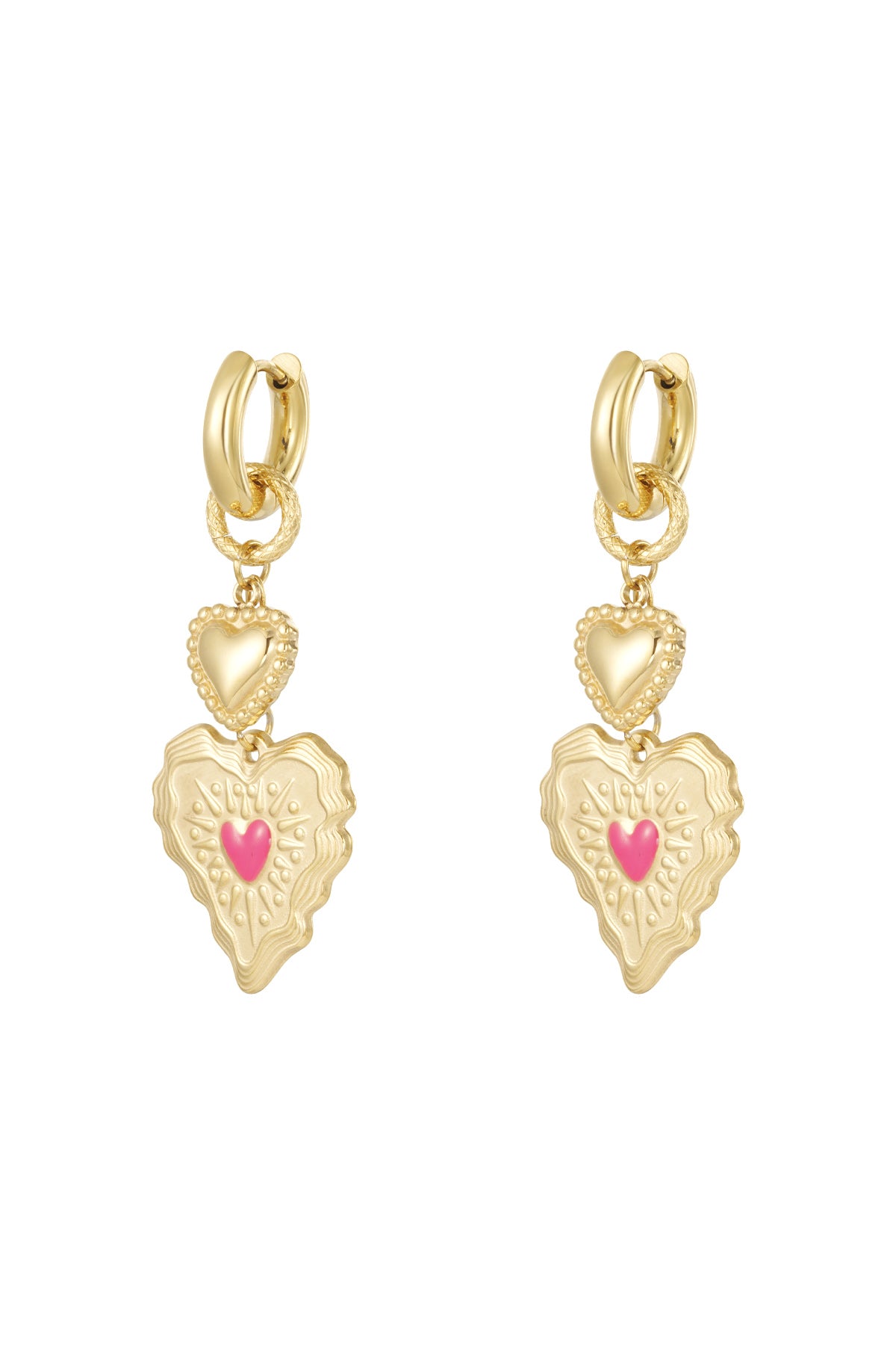 Elegant Gold Heart Drop Earrings for Women