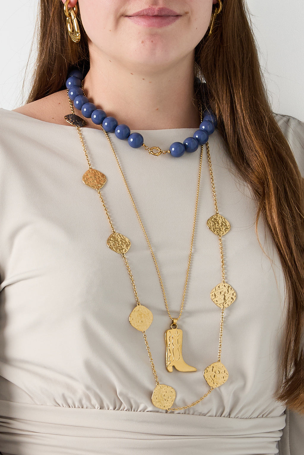 Collares largos de acero inoxidable con forma geométrica, sencillos, de la serie Daily Simple, joyería para mujer.