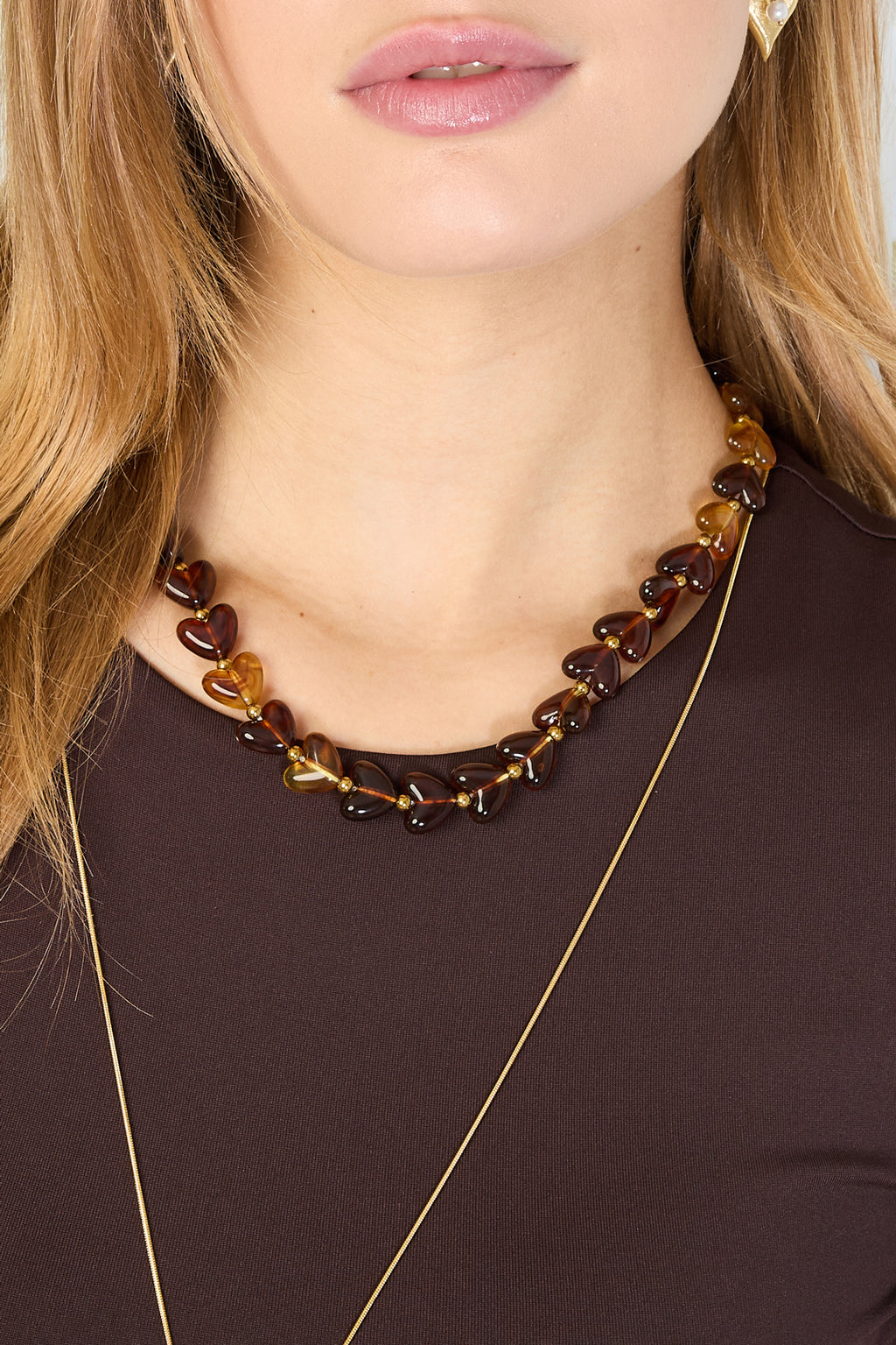 Collar cuentas corazones